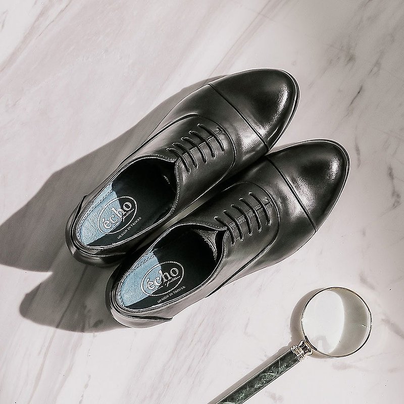 e cho retro rate minimalist full plain Oxford shoes Ec32 black - รองเท้าลำลองผู้หญิง - หนังแท้ สีดำ