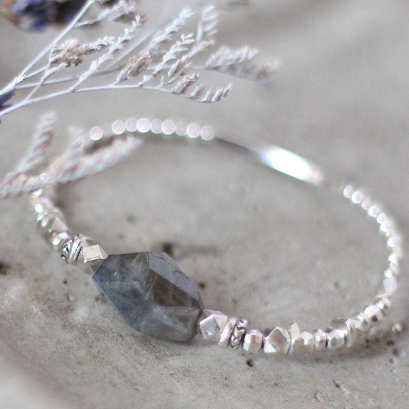 Polar star quenching. Natural ore sterling silver bracelet bracelet geometric labradorite faint cold light lovers stone - Bracelets - Gemstone Silver