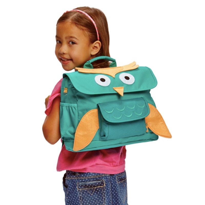 American Bixbee3D Animal Childlike Series-Clever Teal Owl Kid's Backpack - กระเป๋าเป้สะพายหลัง - เส้นใยสังเคราะห์ สีเขียว