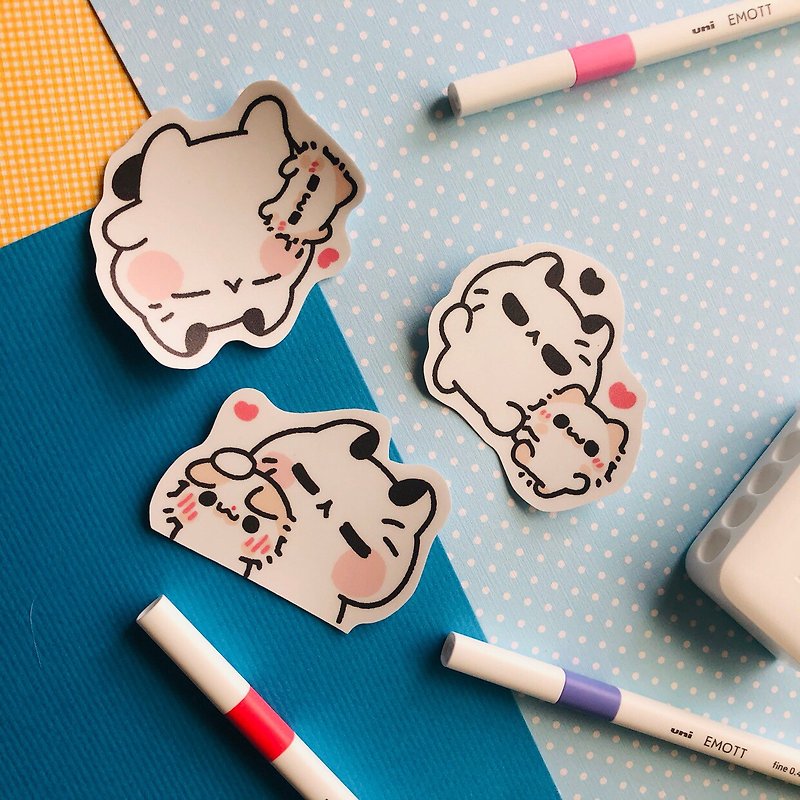 Bad Meow and Mao Meow - Waterproof Sticker Set (Pack of 3) - สติกเกอร์ - กระดาษ 