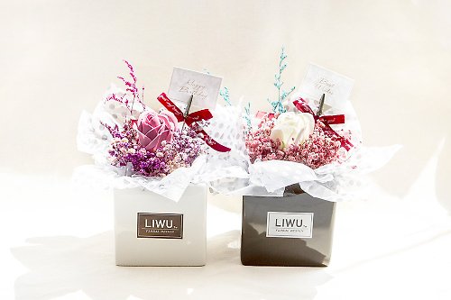 幸福朵朵 婚禮小物 花束禮物 LIWU在你身邊 滿天星 乾燥盆花 開幕誌慶 生日禮物 交換禮物 畢業