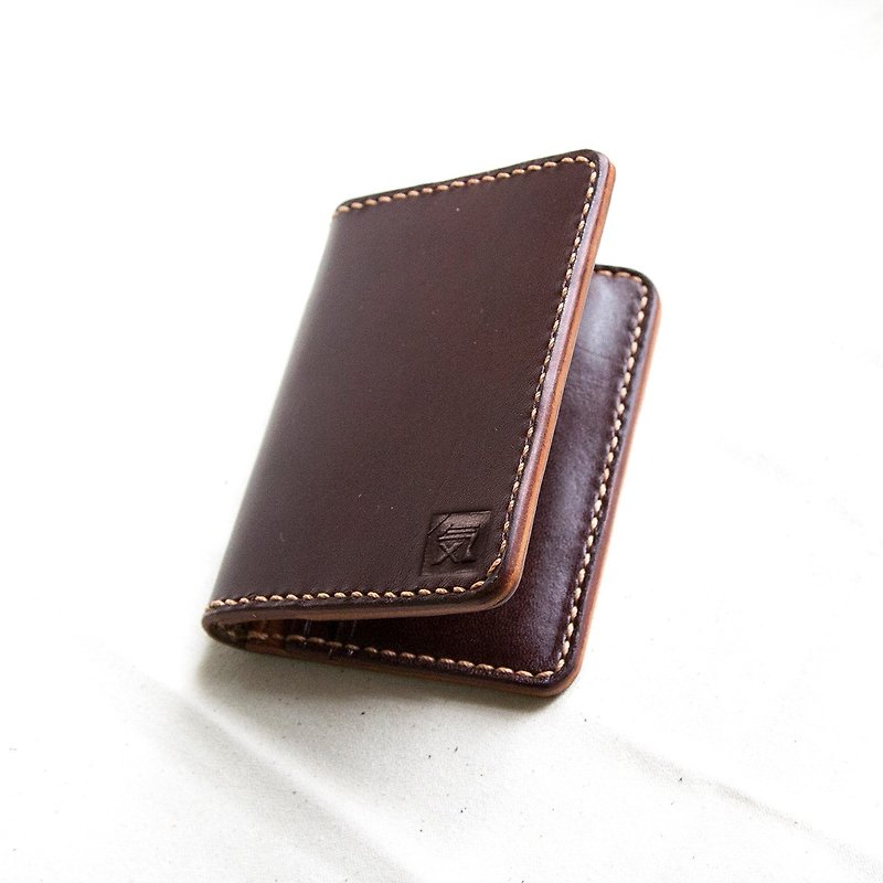 Leather card wallet personalized sign - กระเป๋าสตางค์ - หนังแท้ สีนำ้ตาล