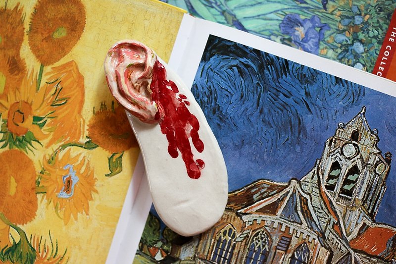 Ceramic Bookmark Vangogh Ear with Blood - 花瓶/陶器 - 陶 紅色