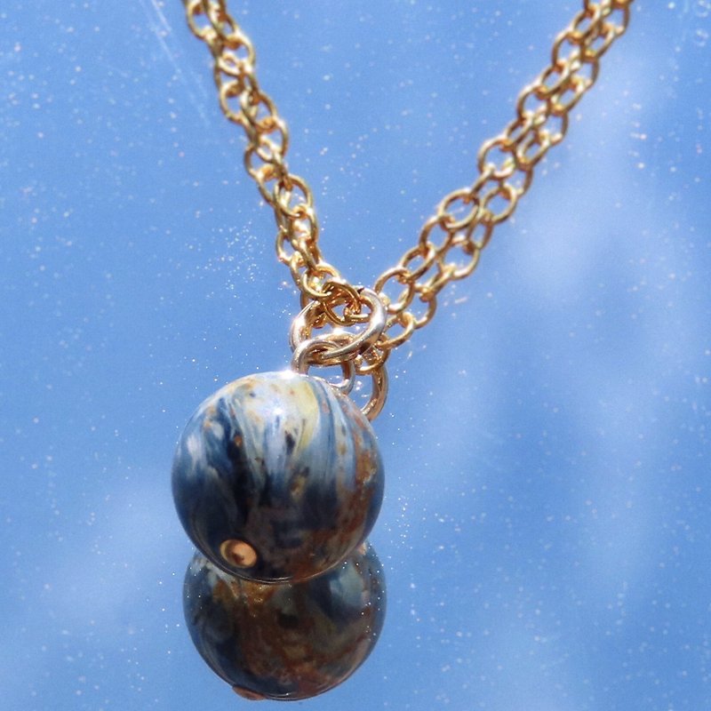 Planet Earth Necklace (14KGF) - Necklaces - Semi-Precious Stones Blue
