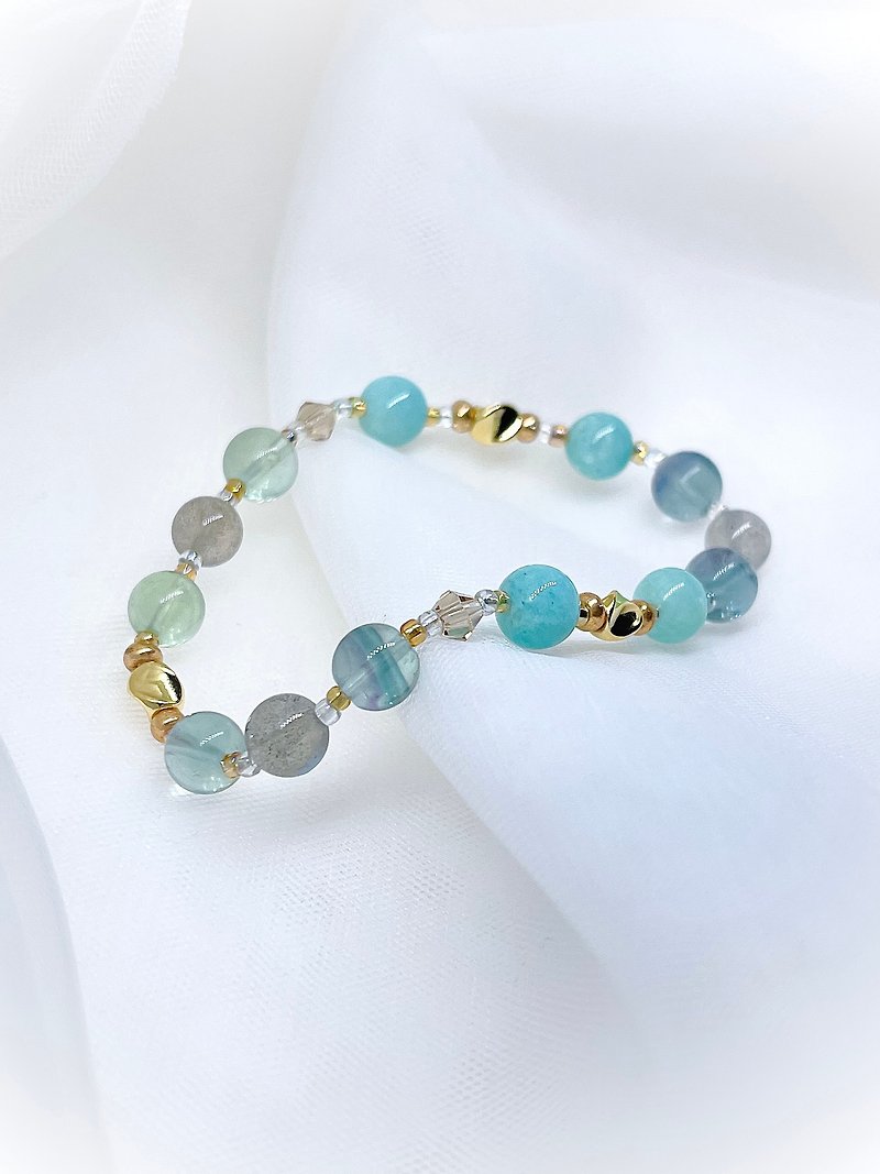 [Customizable] Stone • Labradorite • Stone| 14K gold-filled crystal bracelet - Bracelets - Crystal Green