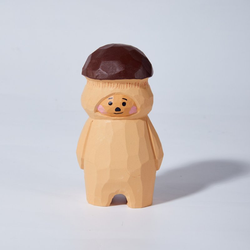 Mura 杏鮑菇人木雕 - 擺飾/家飾品 - 木頭 咖啡色