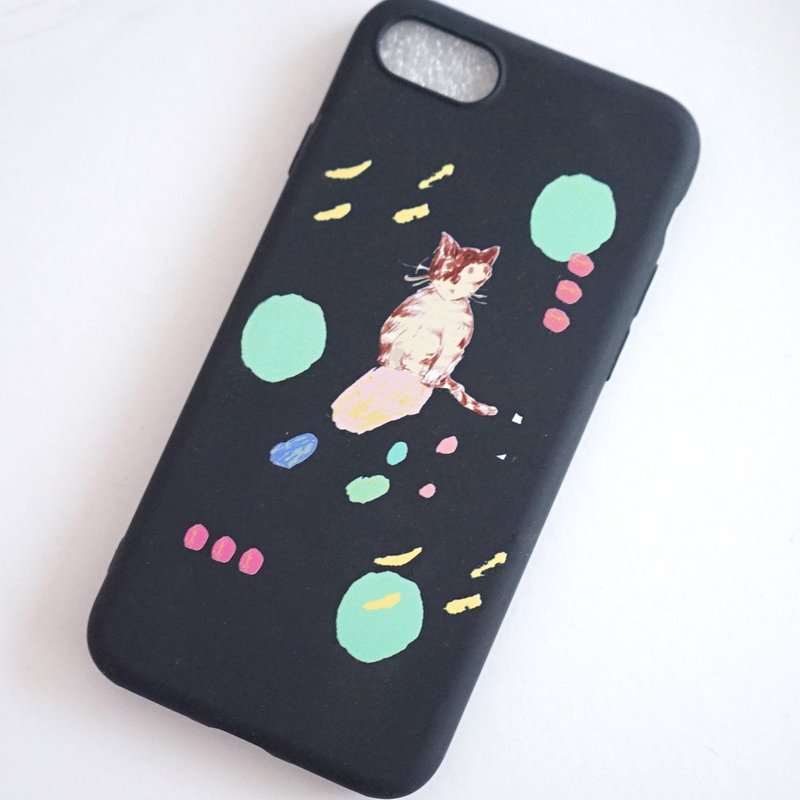 街貓日記 黑黑/紅色 餅乾虎斑小貓 質感印花手機軟殼 iphone case - 手機殼/手機套 - 橡膠 黃色