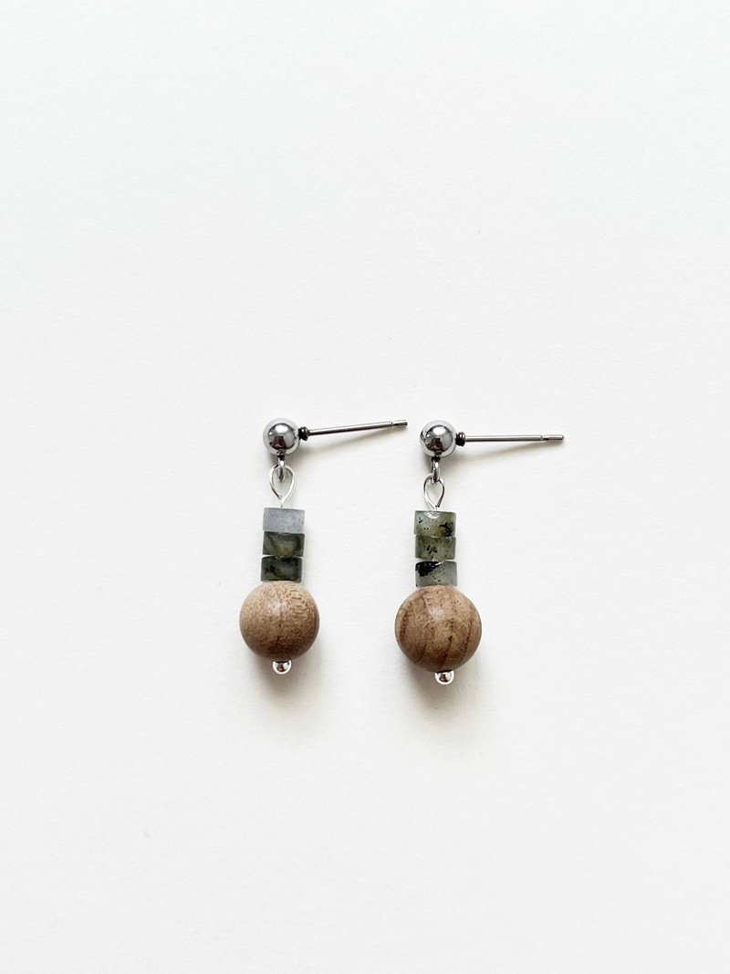 Lush natural stone earrings - ต่างหู - หิน สีกากี