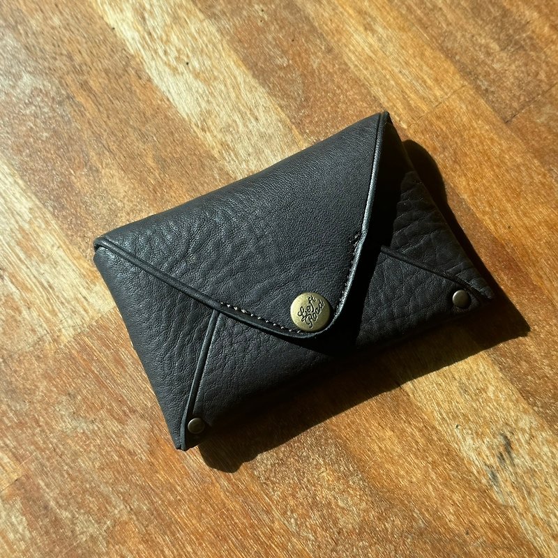 leather button - black - กระเป๋าสตางค์ - แก้ว สีดำ
