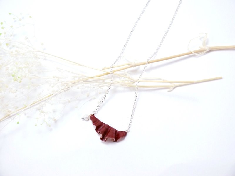 手作りのエナメル（七宝）ネックレス - 赤いスカート - ネックレス - 金属 レッド