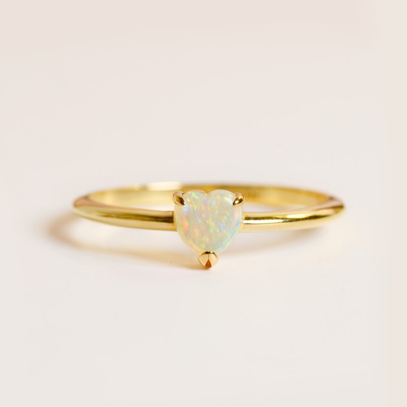 Valentine's Day Opal Ring - 18k Solid Gold - Opal - แหวนทั่วไป - เครื่องเพชรพลอย 