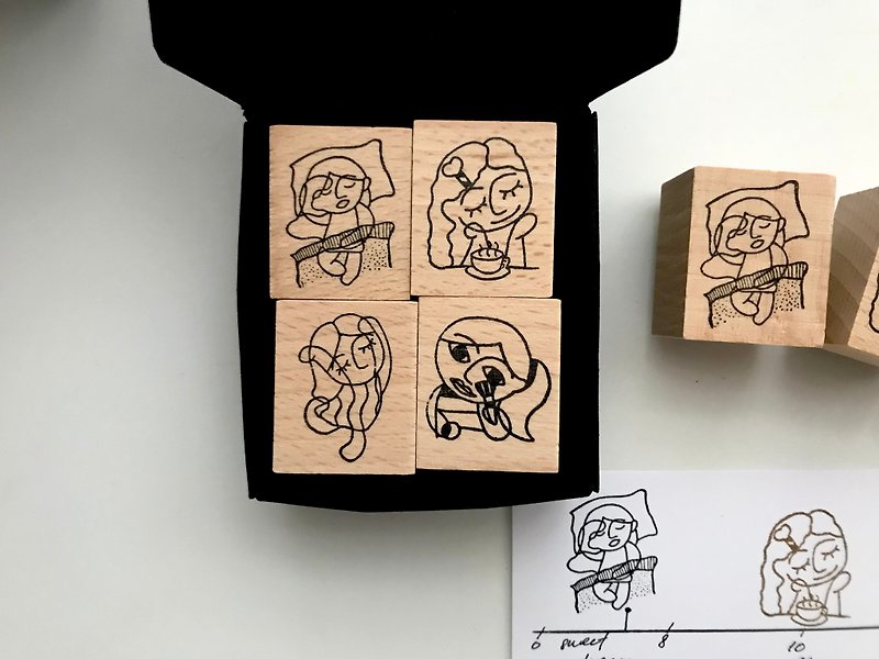 The Boy- Girls Routine Rubber Stamp Set - ตราปั๊ม/สแตมป์/หมึก - ไม้ 