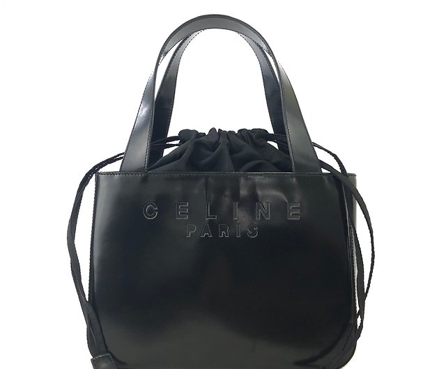 Japan direct delivery name plate used package] CELINE Celine brand logo  patent leather drawstring purse handbag black vintage vintage sb5xdm - Shop  solo-vintage Handbags & Totes - Pinkoi