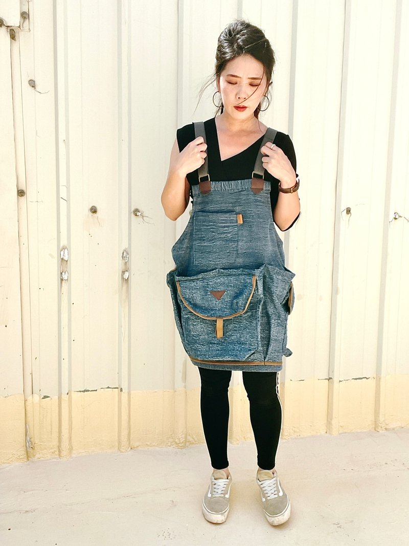 Handmade multi-pocket stretch fabric denim apron - Aprons - Cotton & Hemp 