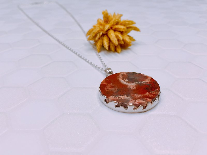 Natural Stone-Safflower Agate Necklace - Couples' Rings - Gemstone Red