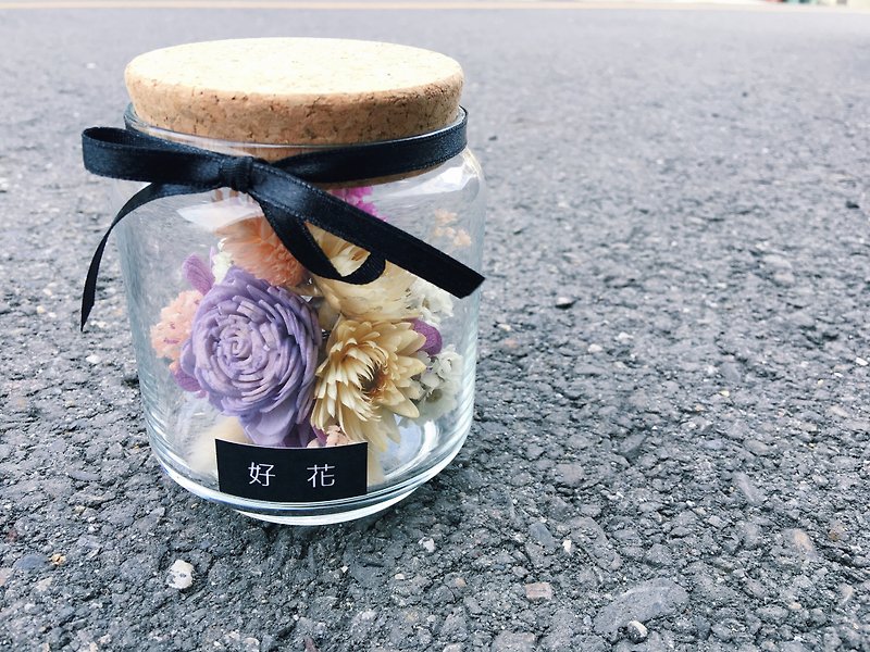 [Good] Flower Flower glass bottle cork Preserved Hydrangea bouquet of dried flowers Valentine's Day gift (purple) - ของวางตกแต่ง - พืช/ดอกไม้ สีม่วง