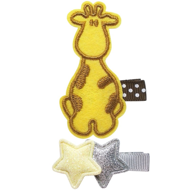 Giraffe and little star hairpins two into the group all-inclusive cloth handmade hair accessories Giraffe - เครื่องประดับผม - เส้นใยสังเคราะห์ สีเหลือง