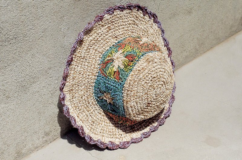 A limited edition of hand-woven cotton cap / knit cap / hat / visor - Gradient color flowers woven lace - หมวก - ผ้าฝ้าย/ผ้าลินิน หลากหลายสี