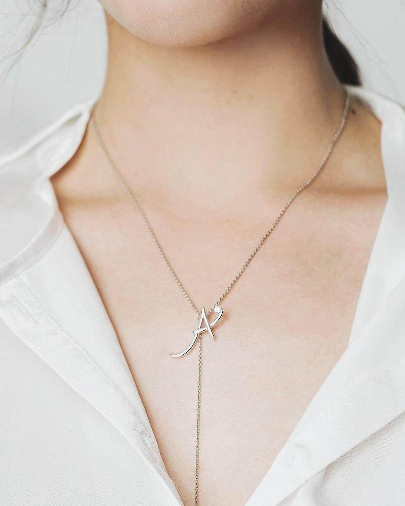 Monde des Insects series A-line simple sterling silver 18K gold-plated necklace - สร้อยคอ - เงินแท้ 