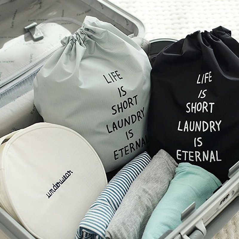 Dessin x 2NUL - secret travel nylon clothing bunches - gray, TNL84512 - กระเป๋าหูรูด - พลาสติก สีเทา
