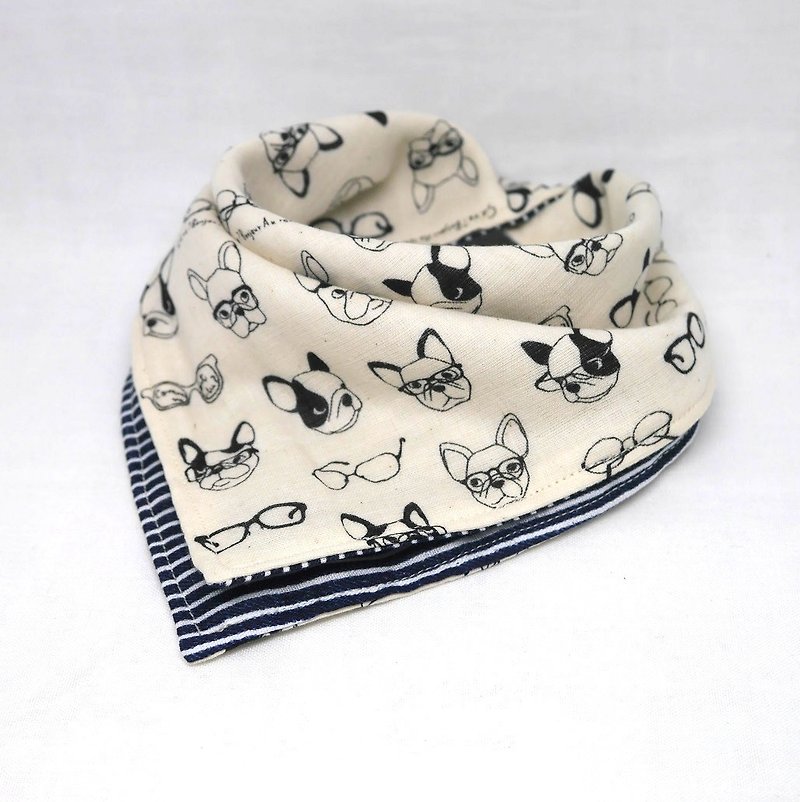 Japanese Handmade 6-layer-gauze Baby Bib/bandana style - ผ้ากันเปื้อน - ผ้าฝ้าย/ผ้าลินิน ขาว