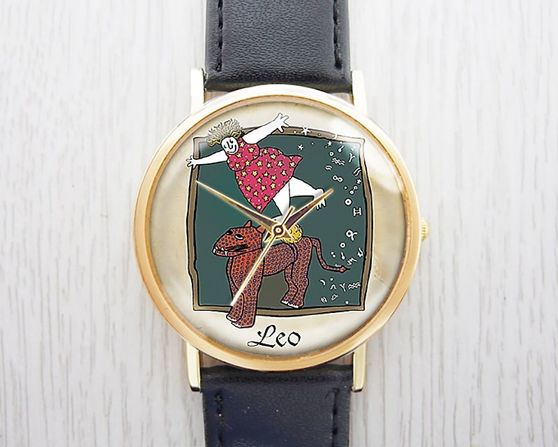 Leo-Women's Watch/Men's Watch/Unisex Watch/Accessories【Special U Design】 - นาฬิกาผู้หญิง - โลหะ สีนำ้ตาล
