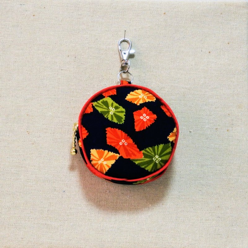 着物リメイク　ちっちゃなまあるいポーチ - 化妝包/收納袋 - 羊毛 藍色