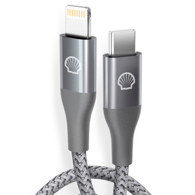 シェルシェル USB-C to Lightning 反射充電伝送ケーブル - 充電器・USBコード - ナイロン グレー
