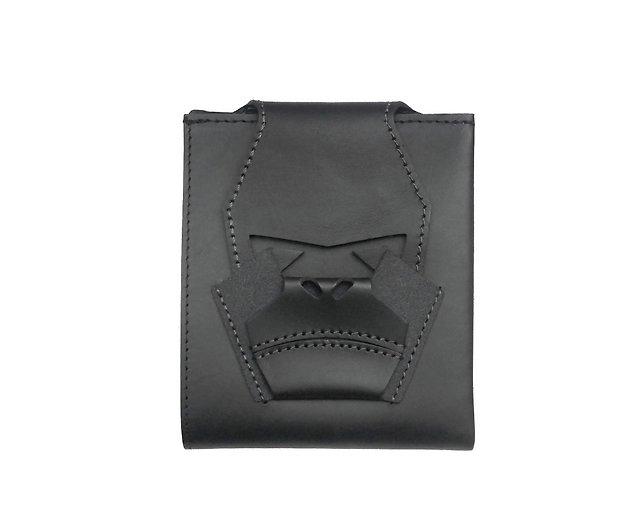 FENDI: credit card holder in leather with Bugs motif - Black