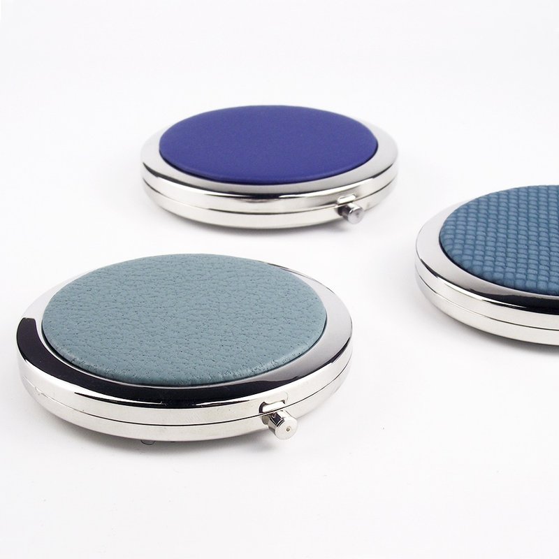 Compact Mirror, Silver Pocket Mirror , Fold Mirror for Purse - อุปกรณ์แต่งหน้า/กระจก/หวี - โลหะ สีน้ำเงิน