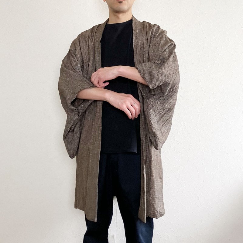 ヴィンテージ 男性用羽織着物 伝統和柄ジャパニーズアンティーク 和装コート - 男夾克/外套 - 其他材質 多色
