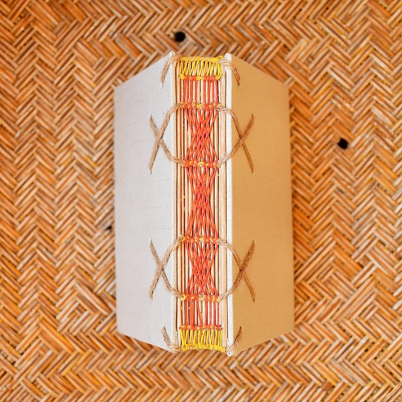 Hemp rope and wax thread interlaced handmade notebook - Notebooks & Journals - Cotton & Hemp Orange