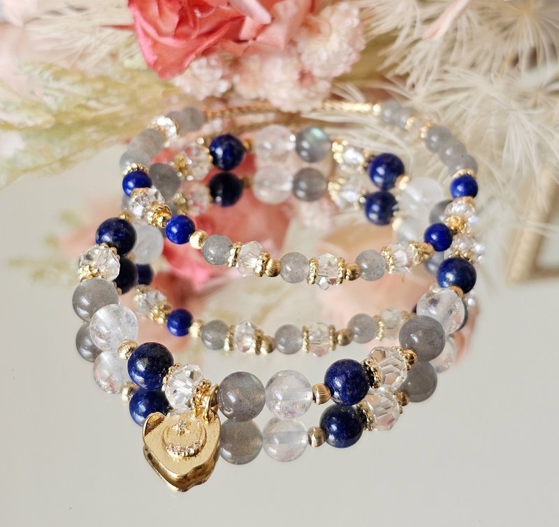 Shore-Double Chain Style-Labradorite/Blue Needle Crystal/Lapis Lazuli/White Crystal - สร้อยข้อมือ - คริสตัล หลากหลายสี