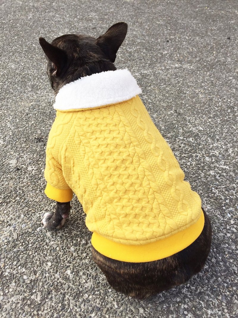 Yellow imitation wool twist knit lapel T (spot ML - Clothing & Accessories - Cotton & Hemp Yellow