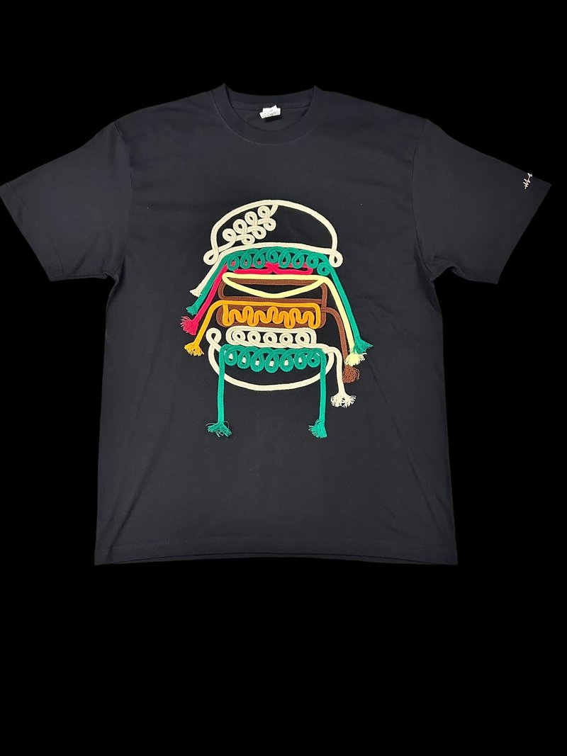 ハンバーガー シングルラインシリーズ 半袖Tシャツ - 女 T 恤 - 棉．麻 黑色