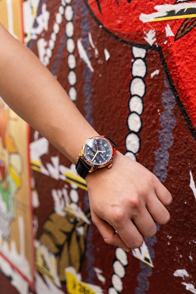 黄麻布時計香港ブランドパワーリザーブパワーリザーブ時計黒い表面 - 腕時計 ユニセックス - ステンレススチール ブラック