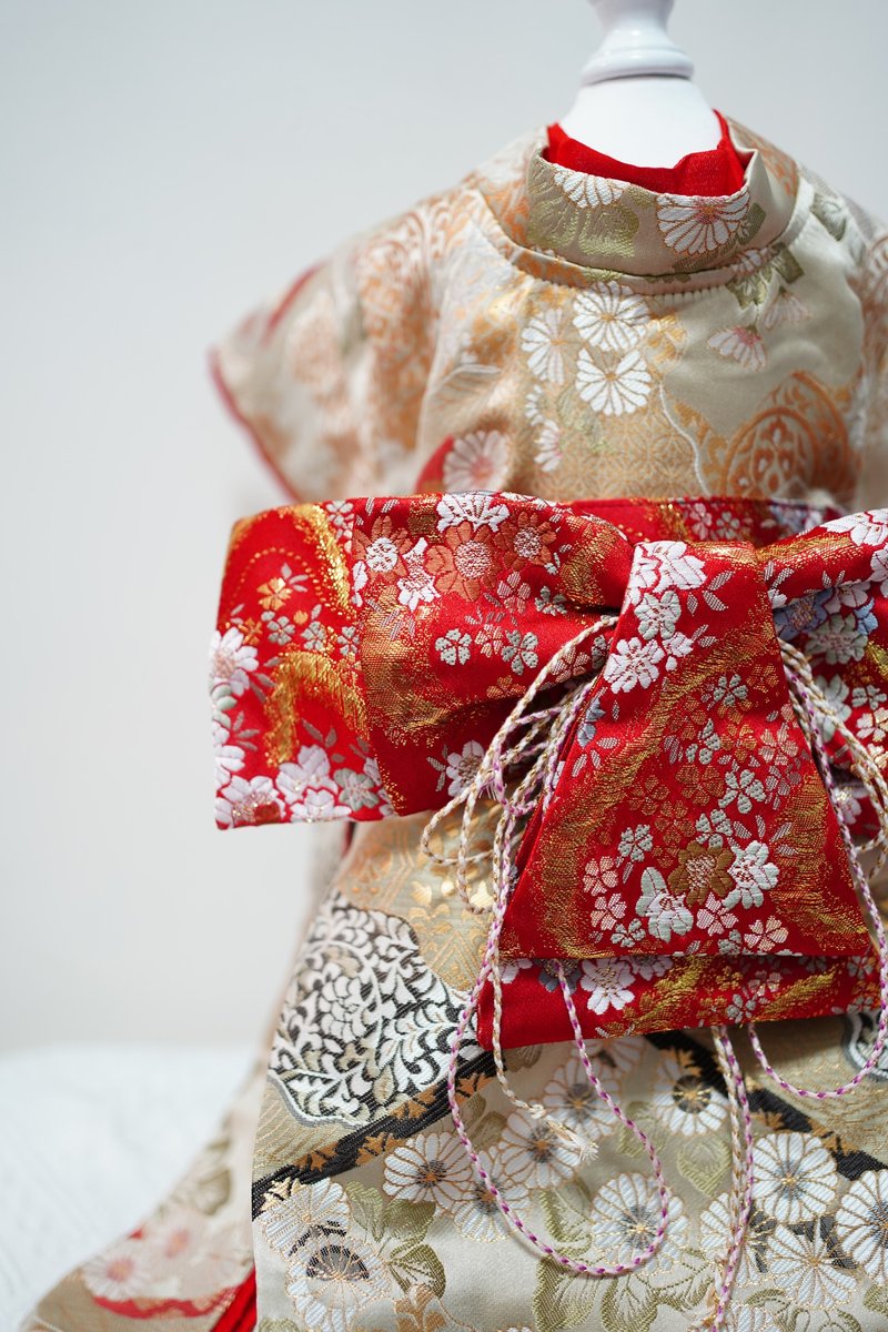 Crazy de Wan - Furisode Hakama (Chrysanthemum GD) - ชุดสัตว์เลี้ยง - ผ้าฝ้าย/ผ้าลินิน สีทอง