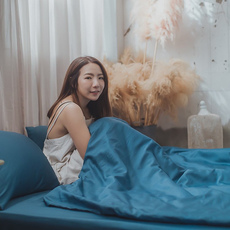 ライフプレーンシリーズ-台湾製のAzure100％コーマ綿（60カウント）ベッドセット - 寝具 - コットン・麻 ブルー
