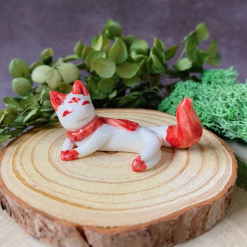 稲荷陶器 最終販売｜3/31廃盤】手作り動物箸置き 稲荷狐が食事のお供に｜陶芸