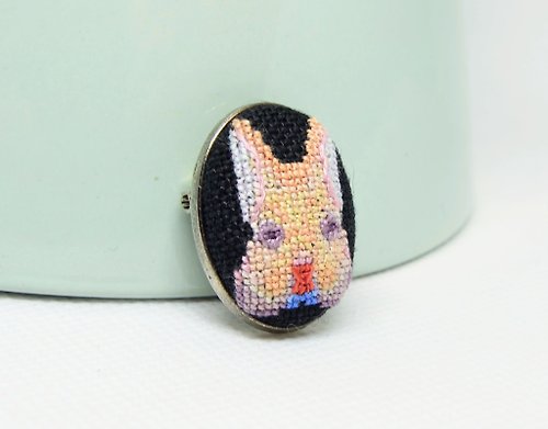 TomasCross 兔子刺繡胸針兔子復活節首飾給女人手工製作的兔子禮物給她