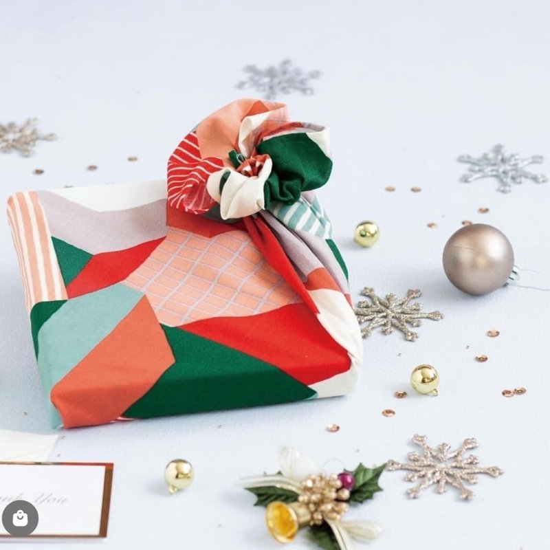 京都風呂敷包巾-小晴 二巾-家(房子-紅綠) - 手帕 - 棉．麻 