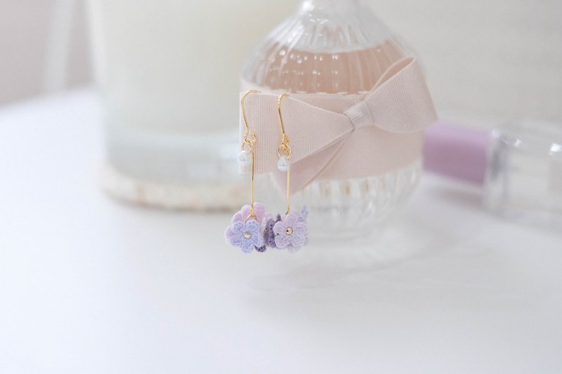 Precious Metals Earrings & Clip-ons Purple - Crochet Earring Purple Flower / Crochet Earrings
