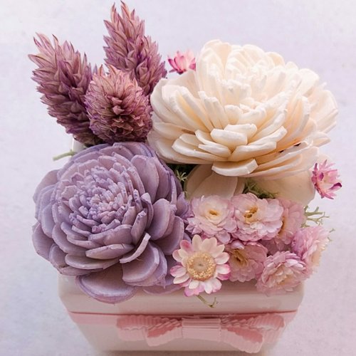 Kinki 手作Studio 情人節禮物花束馬卡龍皇后雪花冰永生盆花結婚捧花永生乾燥花畢業