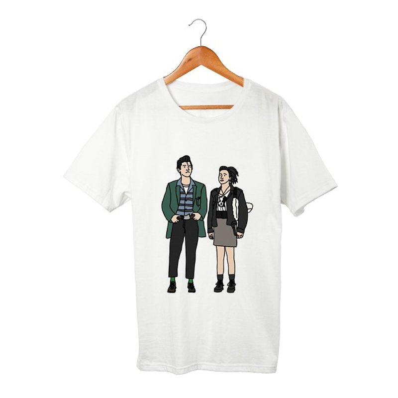 Jun & Mitsuko T-shirt - เสื้อยืดผู้หญิง - ผ้าฝ้าย/ผ้าลินิน ขาว