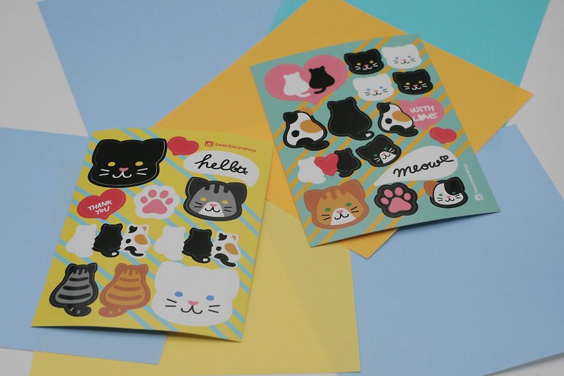 Cat lover sticker set of 2 - สติกเกอร์ - กระดาษ หลากหลายสี