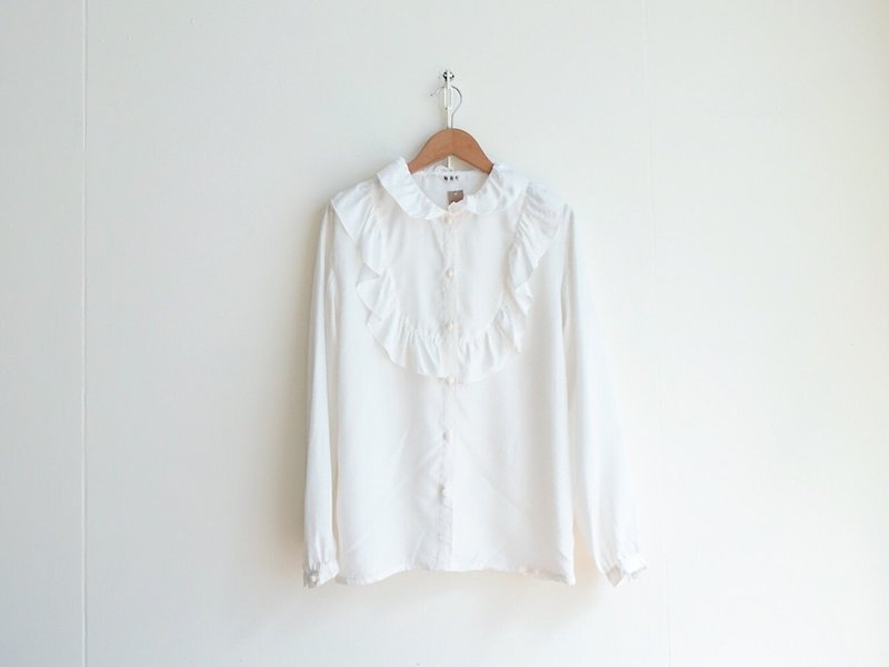 Vintage / Shirt / Long sleeve no.91 tk - เสื้อเชิ้ตผู้หญิง - เส้นใยสังเคราะห์ ขาว