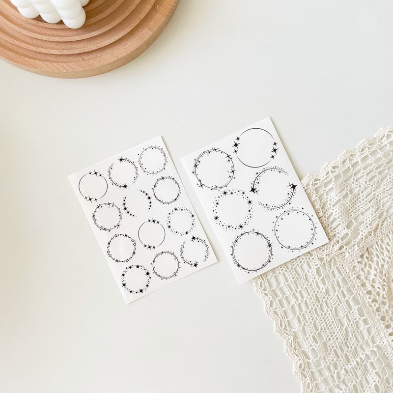 Starlight star circular frame transparent sticker - 貼紙 - 紙 