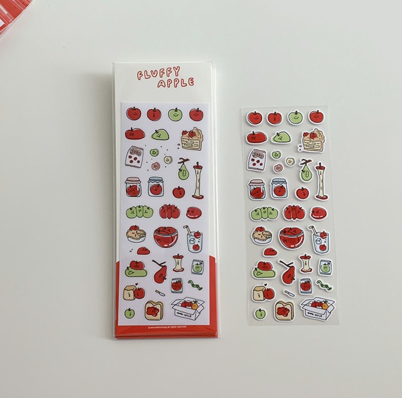 【In Stock】Fluffy Apple Sticker - Stickers - Other Materials Transparent