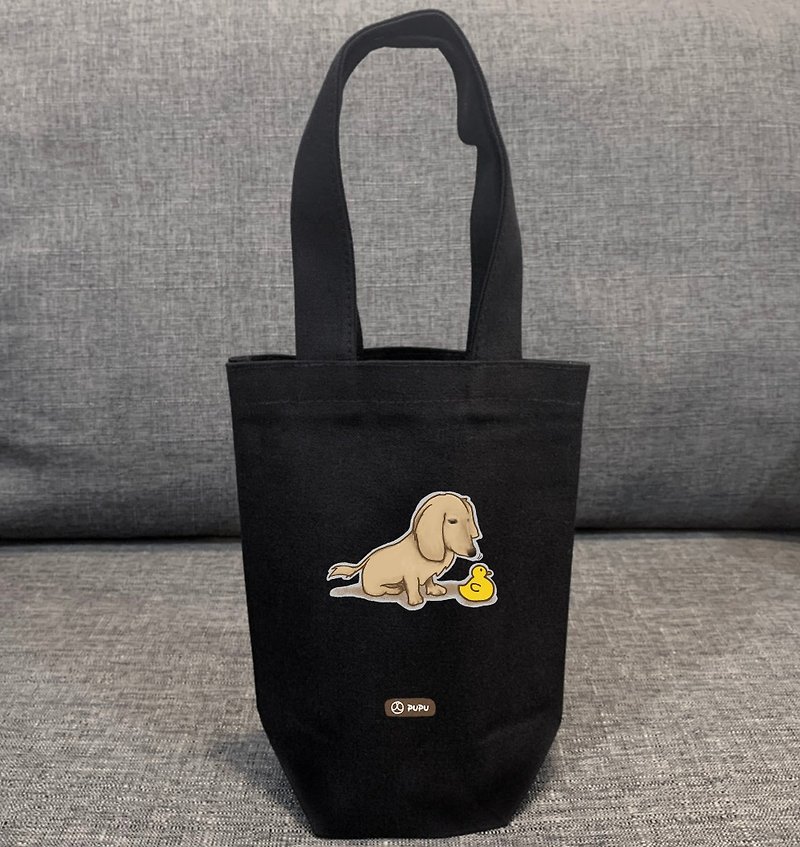 Sausage-duck---cotton and linen made in Taiwan-Wenchuang Shiba Inu-environmental protection-beverage bag-Fly Planet - กระเป๋าถือ - ผ้าฝ้าย/ผ้าลินิน ขาว