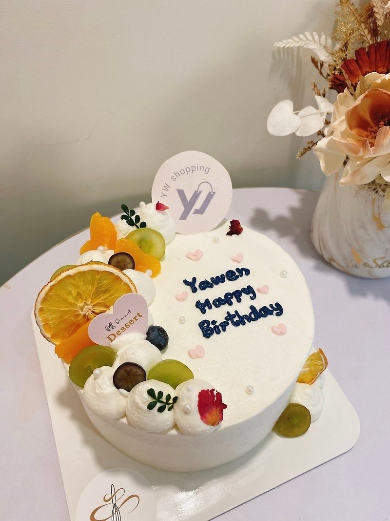 Fruit pudding cake, public version cake with inscription, dessert, customized birthday cake, self-pickup - เค้กและของหวาน - อาหารสด 